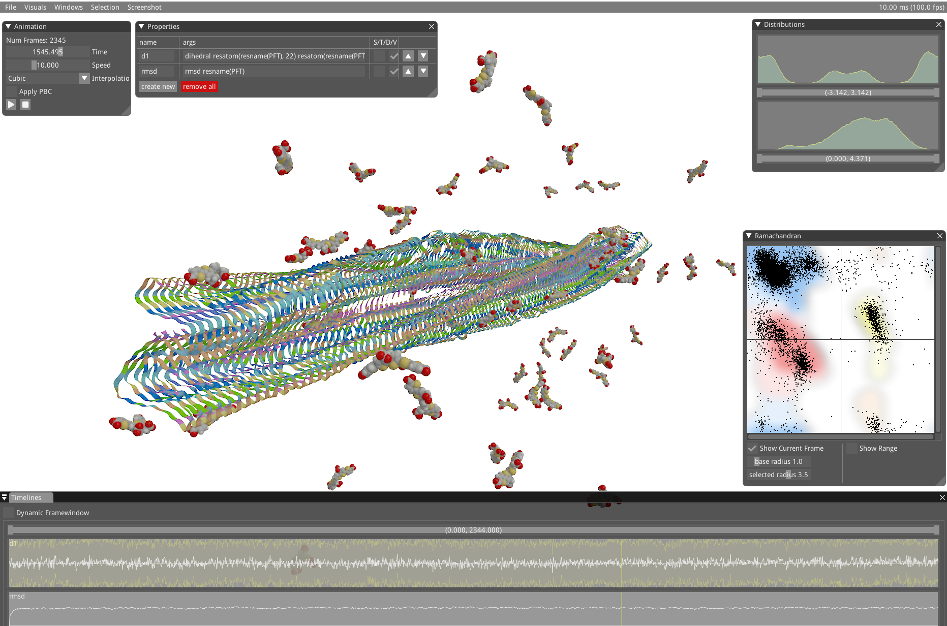 Visual Interactive Analysis of Molecular Dynamics
